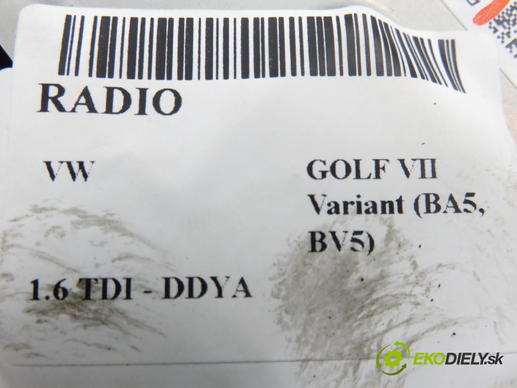 VW GOLF VII Variant (BA5, BV5) KOMBI 2019 850,00 1.6 TDI CR 115 - DGTE 1598,00 RADIO 5G6919605B