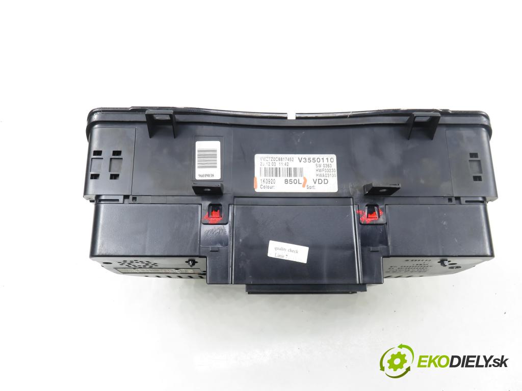 VW GOLF V (1K1) HB 2005 77,00 1.9 TDI - BXE 1896,00 prístrojovka elektrický 1K0920850L