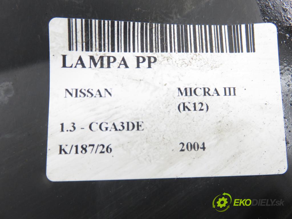 NISSAN MICRA III (K12) HB 2004 65,00 1.3 - CGA3DE 1348,00 světlo PP 26010AX705