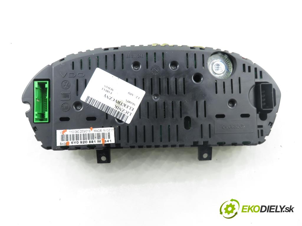 SKODA FABIA I SEDAN (6Y3) SEDAN 2005 47,00 1.2 12V 64 - BME 1198,00 Prístrojovka elektrický 6Y0920881M ; 11008025313