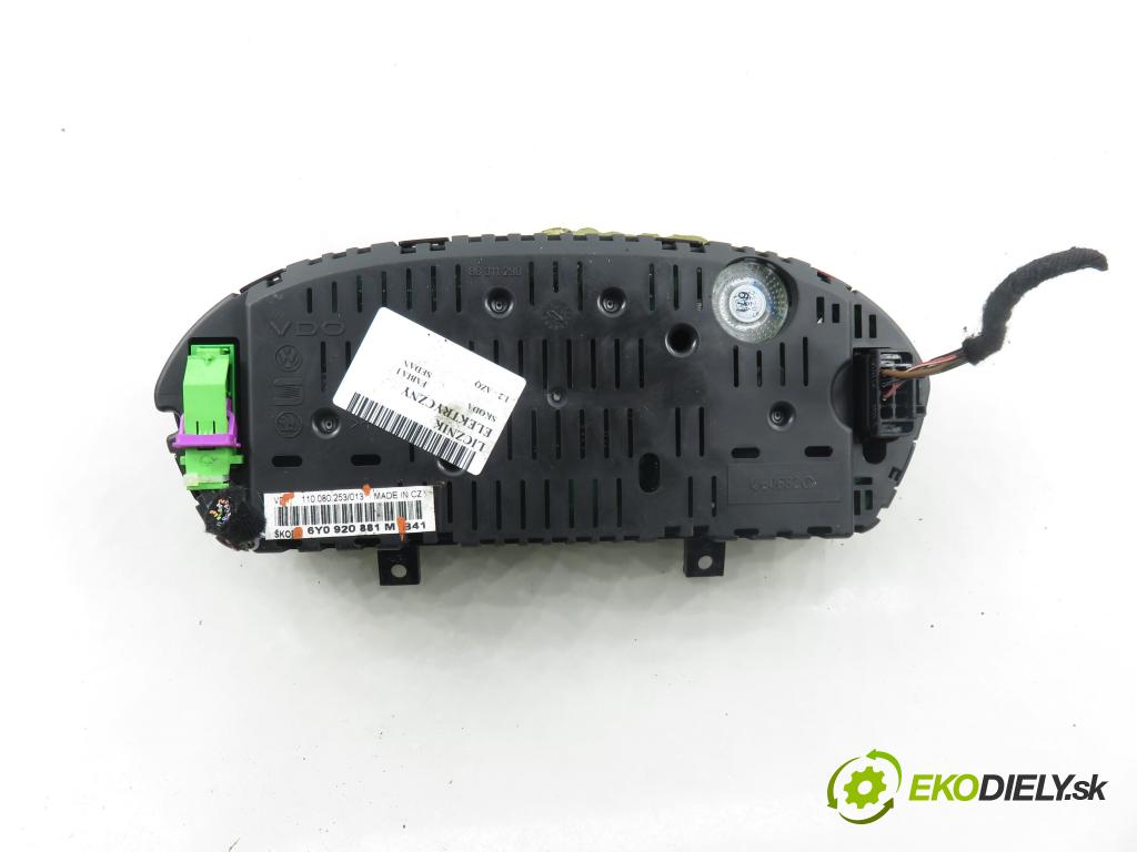 SKODA FABIA I SEDAN (6Y3) SEDAN 2005 47,00 1.2 12V 64 - BME 1198,00 Prístrojovka elektrický 6Y0920881M ; 11008025313