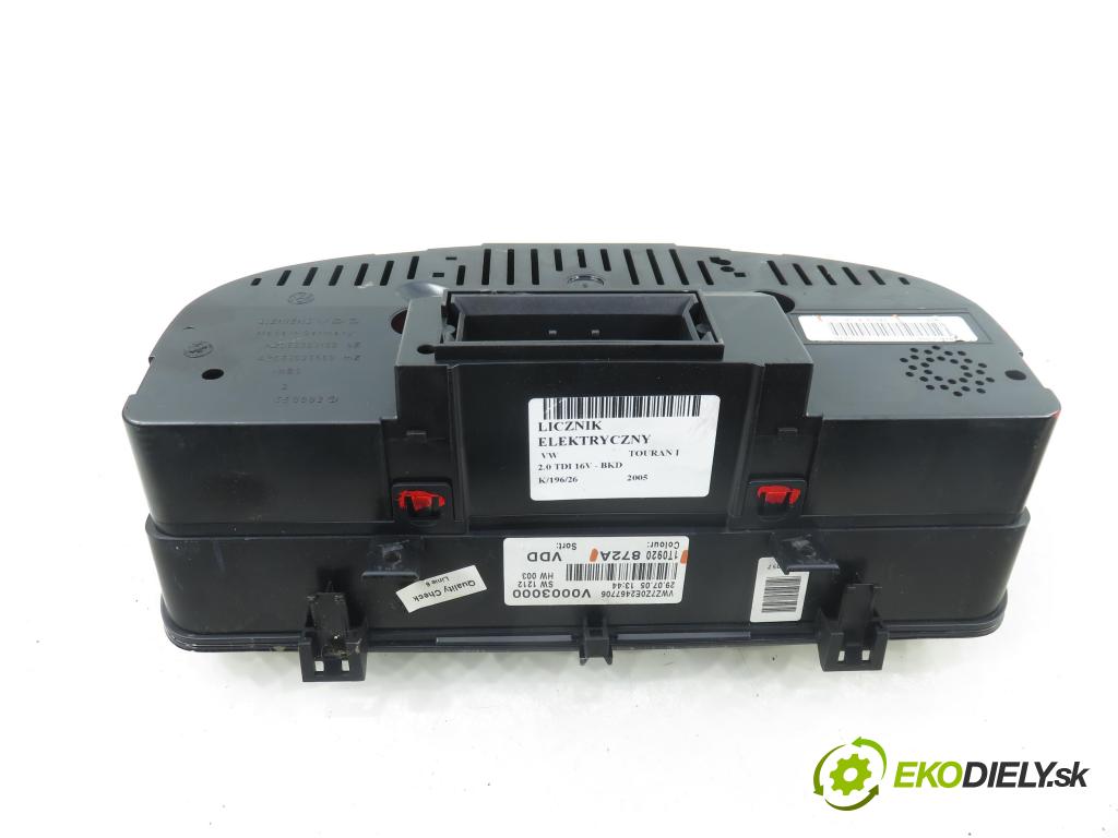 VW TOURAN (1T1, 1T2) MINIVAN 2005 103,00 2.0 TDI 16V 140 - BKD 1968,00 prístrojovka elektrický 1T0920872A ; 110080218023