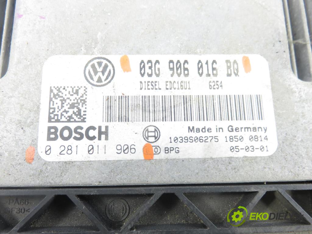 VW TOURAN (1T1, 1T2) MINIVAN 2005 103,00 2.0 TDI 16V 140 - BKD 1968,00 Riadiaca jednotka Motor 0281011906 ; 03G906016BQ