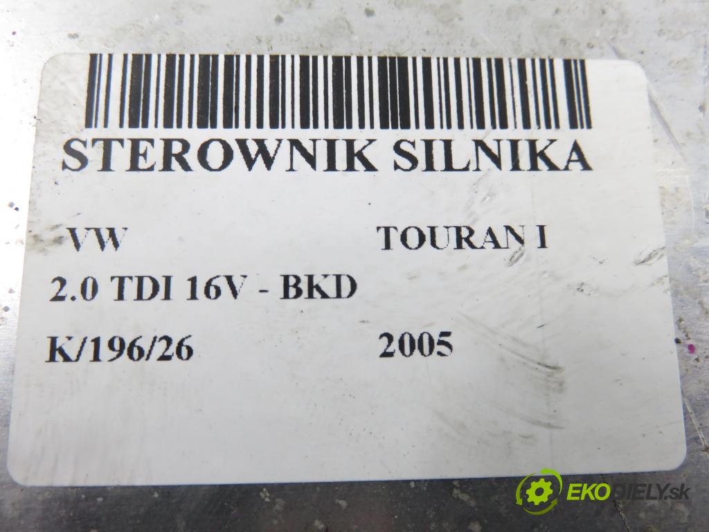 VW TOURAN (1T1, 1T2) MINIVAN 2005 103,00 2.0 TDI 16V 140 - BKD 1968,00 Riadiaca jednotka Motor 0281011906 ; 03G906016BQ