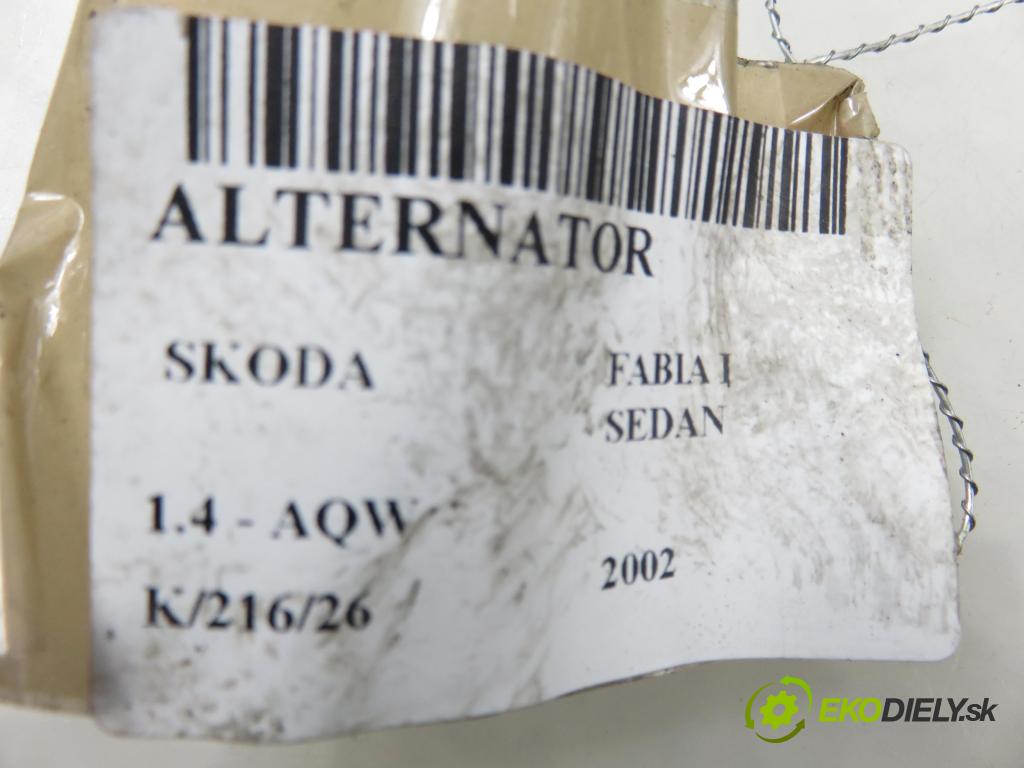 SKODA FABIA I SEDAN (6Y3) SEDAN 2002 50,00 1.4 - AQW 1397,00 Alternátor 047903017 (Alternátor)