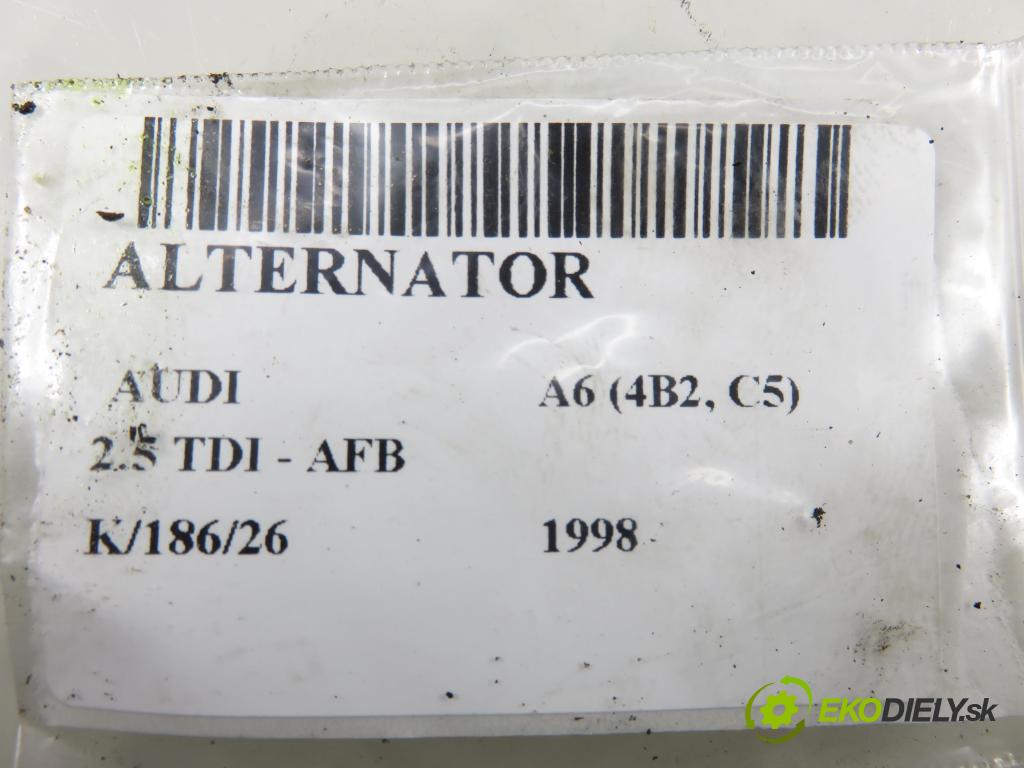 AUDI A6 (4B2, C5) SEDAN 1998 110,00 2.5 TDI - AFB 2496,00 Alternátor 059903015G (Alternátor)