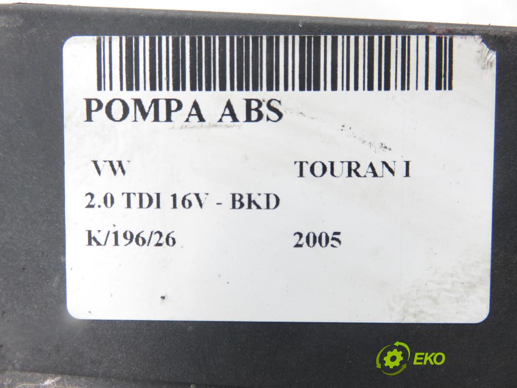 VW TOURAN (1T1, 1T2) MINIVAN 2005 103,00 2.0 TDI 16V 140 - BKD 1968,00 Pumpa ABS 1K0907379Q ; 10096003553 (Pumpa ABS)