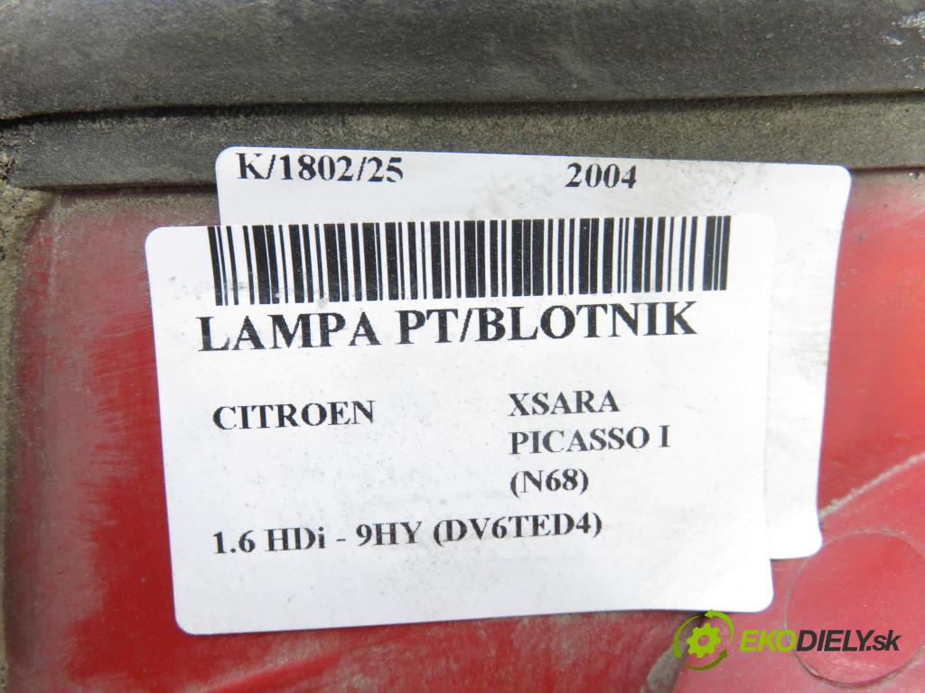 CITROEN XSARA PICASSO (N68) MINIVAN 2004 80,00 1.6 HDi 109 - 9HY (DV6TED4) 1560,00 Svetlo pravé zadné 9650005780 ; 89032868