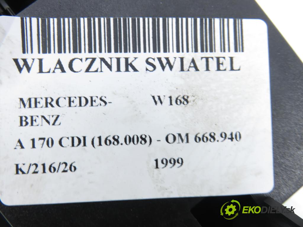 MERCEDES-BENZ KLASA A (W168) MINIVAN 1999 66,00 1.7 CDI 90 1689,00 prepínač svetlá 1685450604