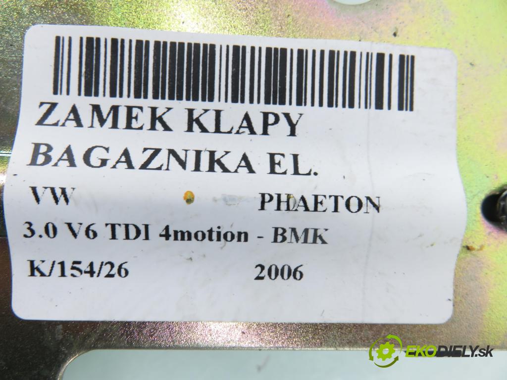 VW PHAETON (3D1, 3D2, 3D3, 3D4, 3D6, 3D7, 3D8, 3D9) SEDAN 2006 165,00 3.0 TDI 2967,00 zámok dveří kufr EL. 3D5827501H