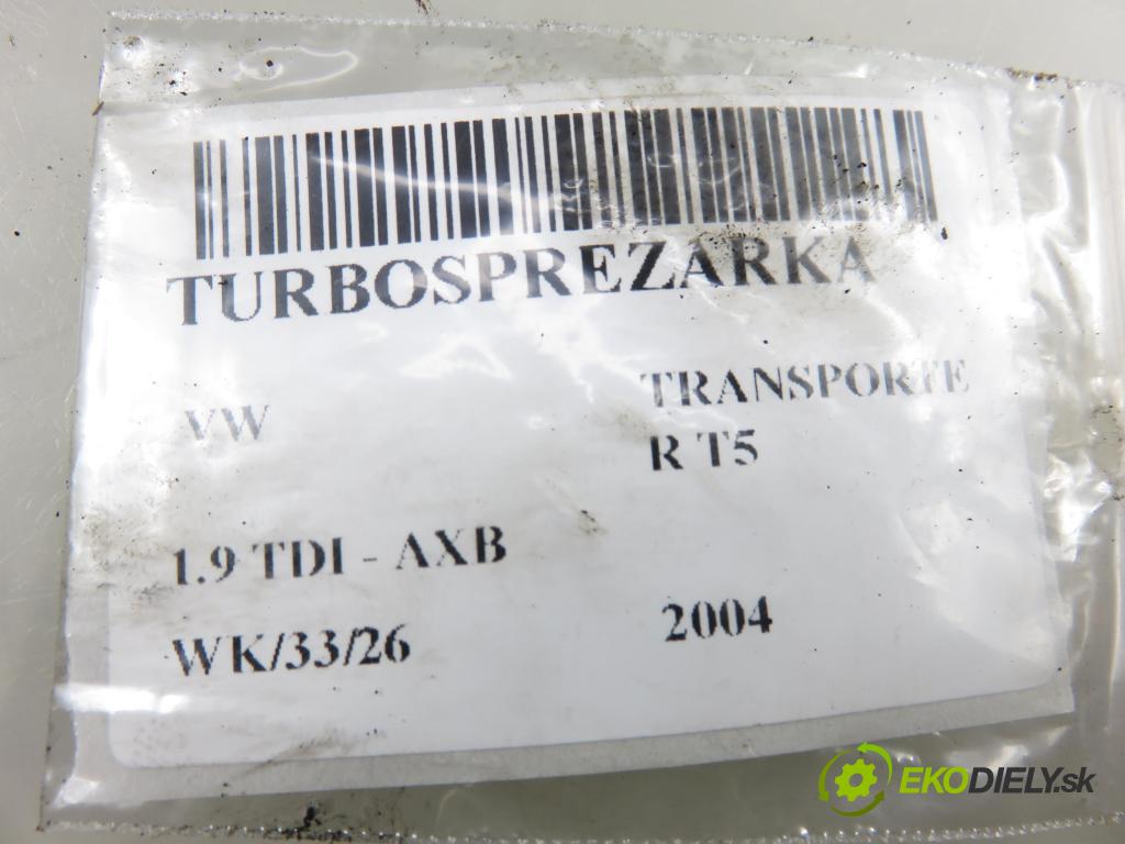 VW TRANSPORTER V Skrzynia (7HA, 7HH, 7EA, 7EH) FURGON 2004 77,00 1.9 TDI PD 105 - AXB 1896,00 Turbodúchadlo 038253014G (Turbodúchadlo (kompletné))