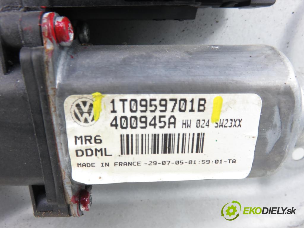 VW TOURAN (1T1, 1T2) MINIVAN 2005 103,00 2.0 TDI 16V 140 - BKD 1968,00 mechanismus oken 1K0959793K ; 1T0959701B