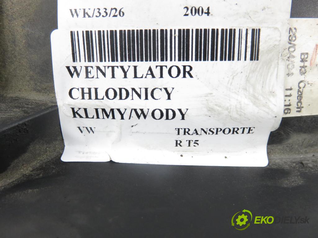 VW TRANSPORTER V Skrzynia (7HA, 7HH, 7EA, 7EH) FURGON 2004 77,00 1.9 TDI PD 105 - AXB 1896,00 ventilátor chladič PODNEBÍ / VODA 0130303917 ; 7H012120BN ; 7H0121207F