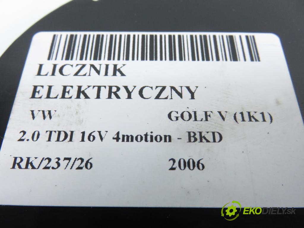 VW GOLF V (1K1) HB (LONG) 2006 103,00 2.0 TDI 16V 4motion - BKD 1968,00 prístrojovka elektrický 1K0920862B