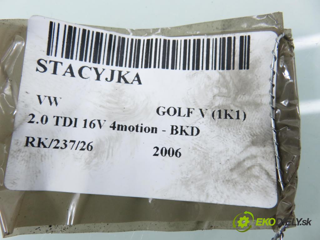 VW GOLF V (1K1) HB (LONG) 2006 103,00 2.0 TDI 16V 4motion - BKD 1968,00 spinačka 1K0905851B ; 1K0905865 (Spínacia skrinka)