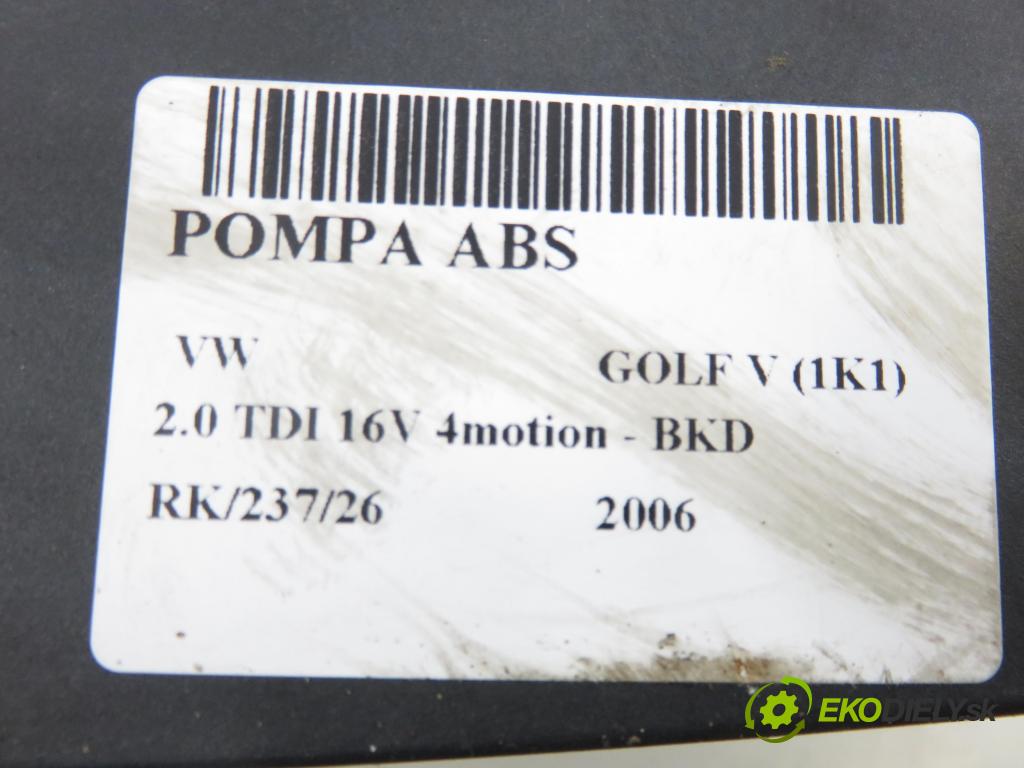 VW GOLF V (1K1) HB (LONG) 2006 103,00 2.0 TDI 16V 4motion - BKD 1968,00 Pumpa ABS 1K0907379P ; 10096003563 (Pumpa ABS)