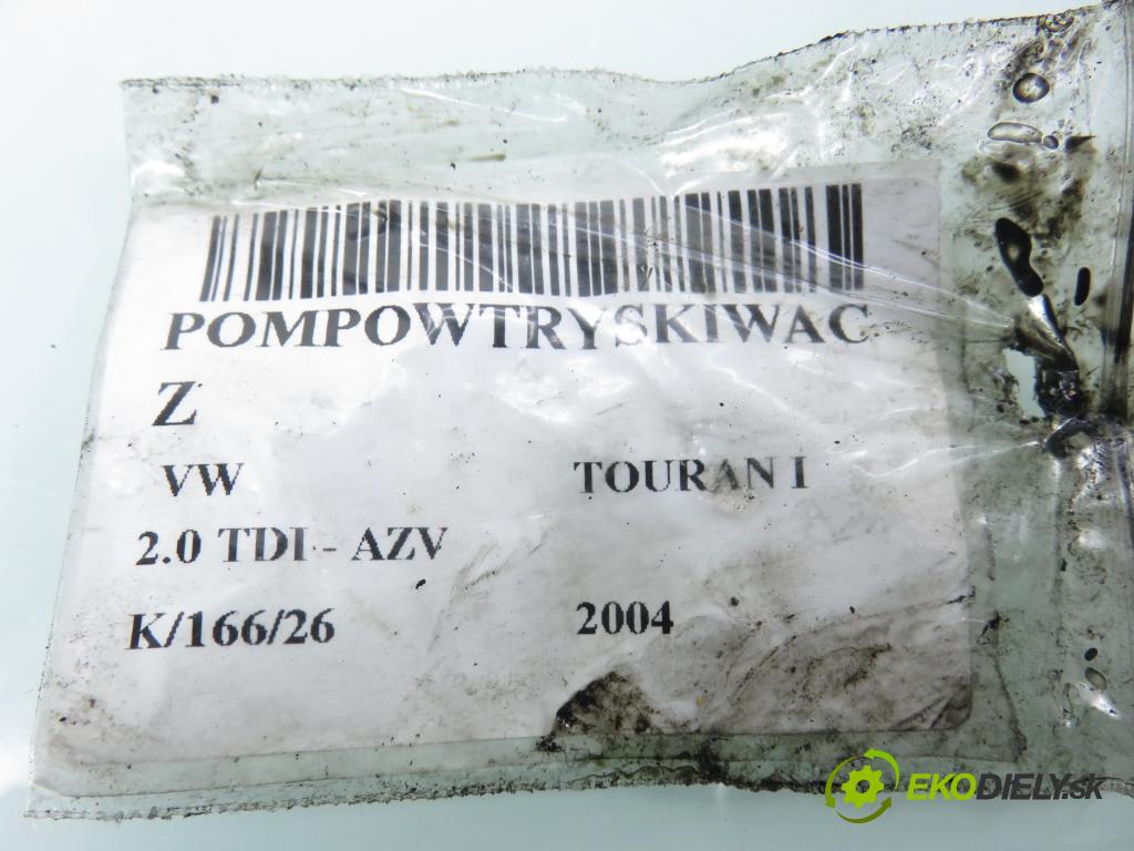 VW TOURAN (1T1, 1T2) MINIVAN 2004 100,00 2.0 TDI PD 16V 136 - AZV 1968,00 Vstrekovač 03G130073B ; 0414720403 (Vstrekovač paliva)