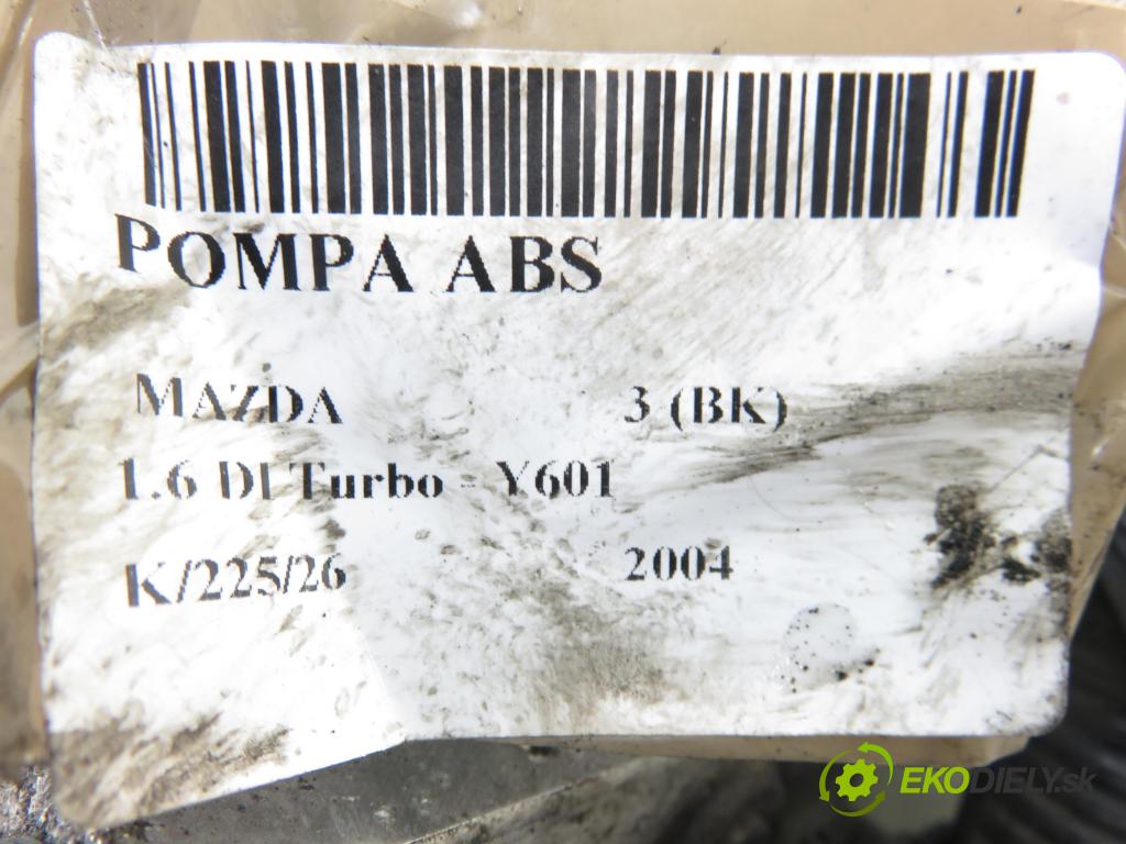 MAZDA 3 (BK) HB 2004 80,00 1.6 DI Turbo 109 - Y601 (PSA) 1560,00 pumpa ABS 10096001153 ; 10020601724 (Pumpa ABS)