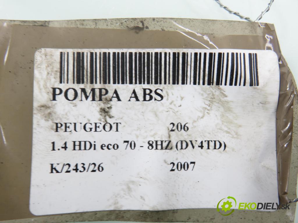 PEUGEOT 206 liftback (2A/C) HB 2007 50,00 1.4 HDi 8V 70 - 8HZ 1398,00 Pumpa ABS 10096011573 ; 9659137080 (Pumpa ABS)