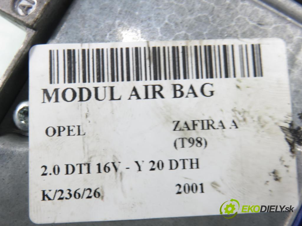 OPEL ZAFIRA A Nadwozie Wielkopojemne (MPV) (T98) MINIVAN 2001 74,00 2.0 DTI 16V 101 - Y 20 DTH 1995,00 MODUL air BAG 09229303BG ; 5WK42926
