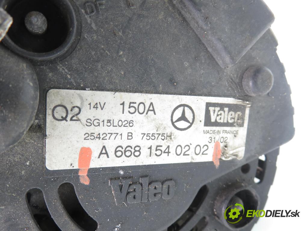 MERCEDES-BENZ VANEO (414) MINIVAN 2002 67,00 1.7 CDI (414.700) - OM 668.914 1689,00 Alternátor A6681540202 (Alternátor)