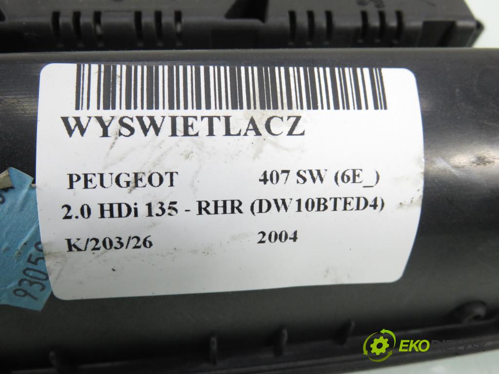 PEUGEOT 407 SW (6E_) KOMBI 2004 100,00 2.0 HDi 135 - RHR 1997,00 ZOBRAZIT: 9675858580