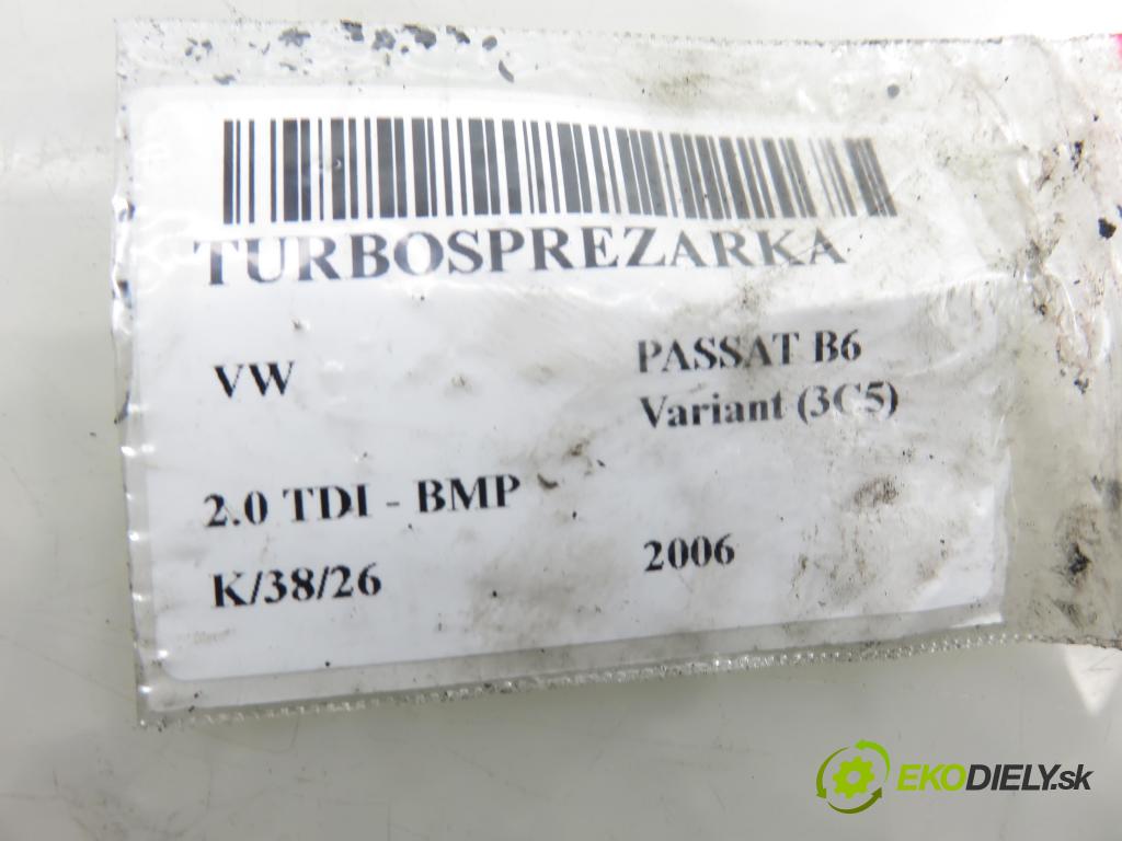 VW PASSAT B6 Variant (3C5) KOMBI 2006 103,00 2.0 TDI PD 8V 140 - BMP 1968,00 Turbodúchadlo 03G253016H (Turbodúchadlo (kompletné))