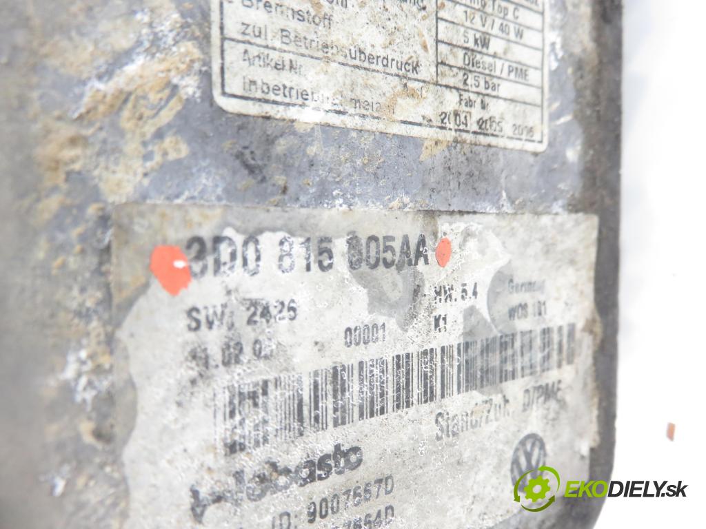 VW PHAETON (3D1, 3D2, 3D3, 3D4, 3D6, 3D7, 3D8, 3D9) SEDAN 2006 165,00 3.0 TDI 2967,00 Webasto 3D0815005AA (Webasto (nezávislé topení))