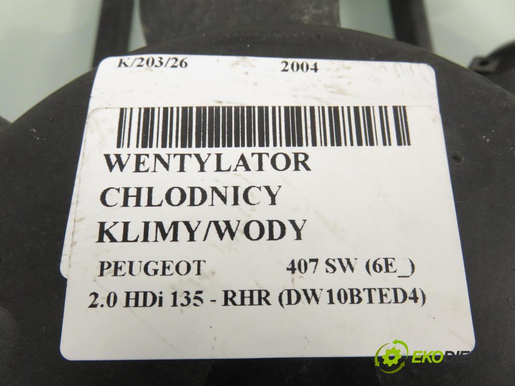 PEUGEOT 407 SW (6E_) KOMBI 2004 100,00 2.0 HDi 135 - RHR 1997,00 Ventilátor chladič klíma/voda