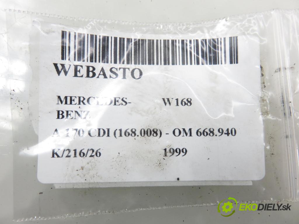 MERCEDES-BENZ KLASA A (W168) MINIVAN 1999 66,00 1.7 CDI 90 1689,00 Webasto 1685000698 (Webasto (nezávislé topení))