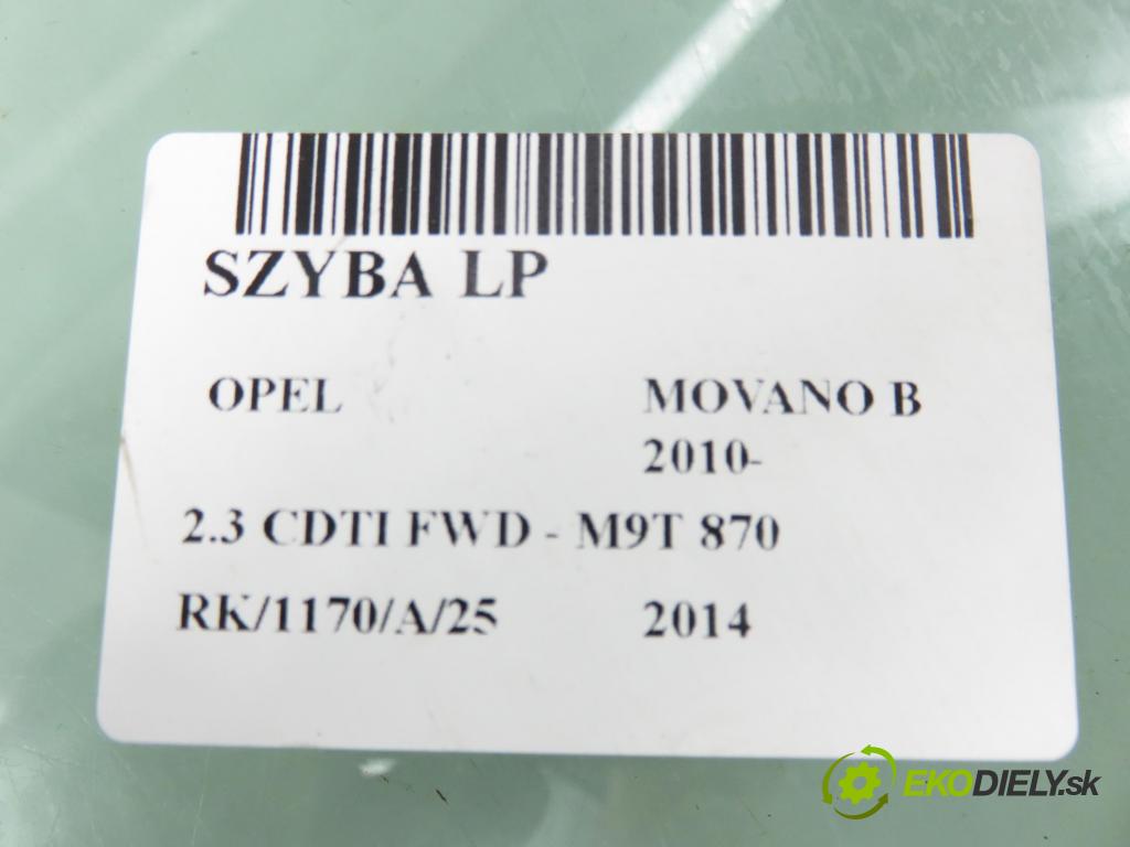 OPEL MOVANO B Platforma / podwozie (X62) FURGON 2014 81,00 2.3 CDTI FWD - M9T 870 2299,00 okno LP