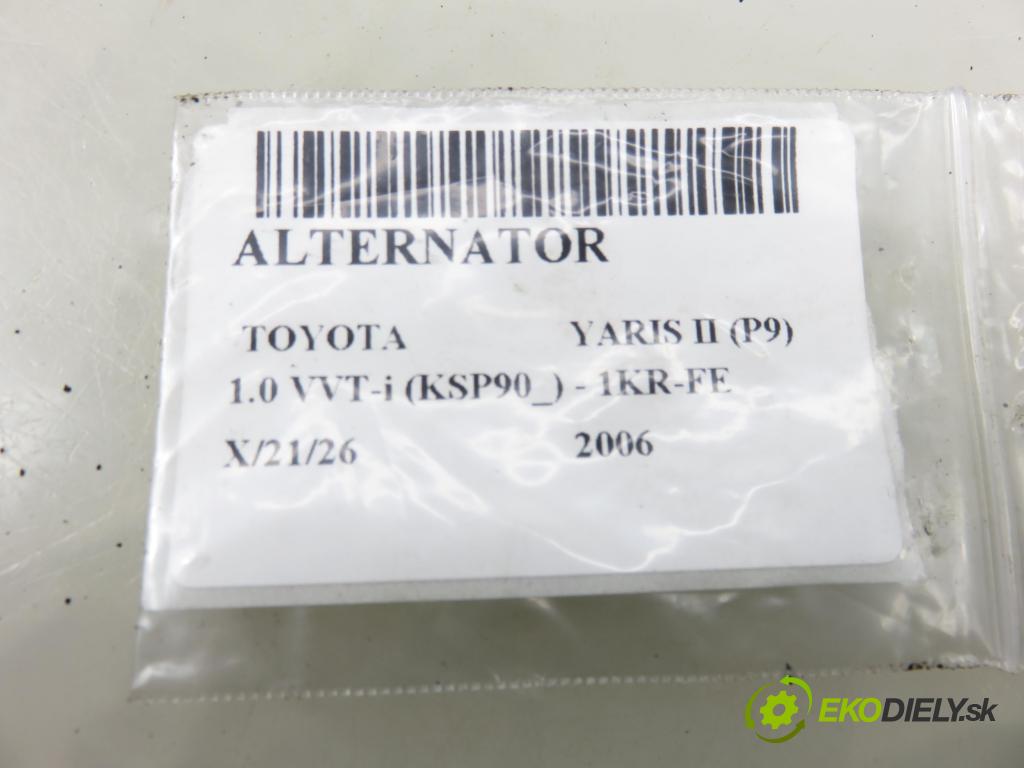 TOYOTA YARIS (_P9_) HB 2006 51,00 1.0 VVT-i (KSP90_) - 1KR-FE 998,00 Alternátor  (Alternátor)