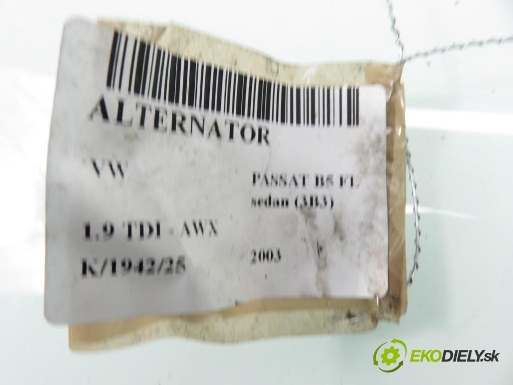 VW PASSAT B5.5 (3B3) SEDAN 2003 96,00 1.9 TDI - AWX 1896,00 Alternátor 028903031 (Alternátor)