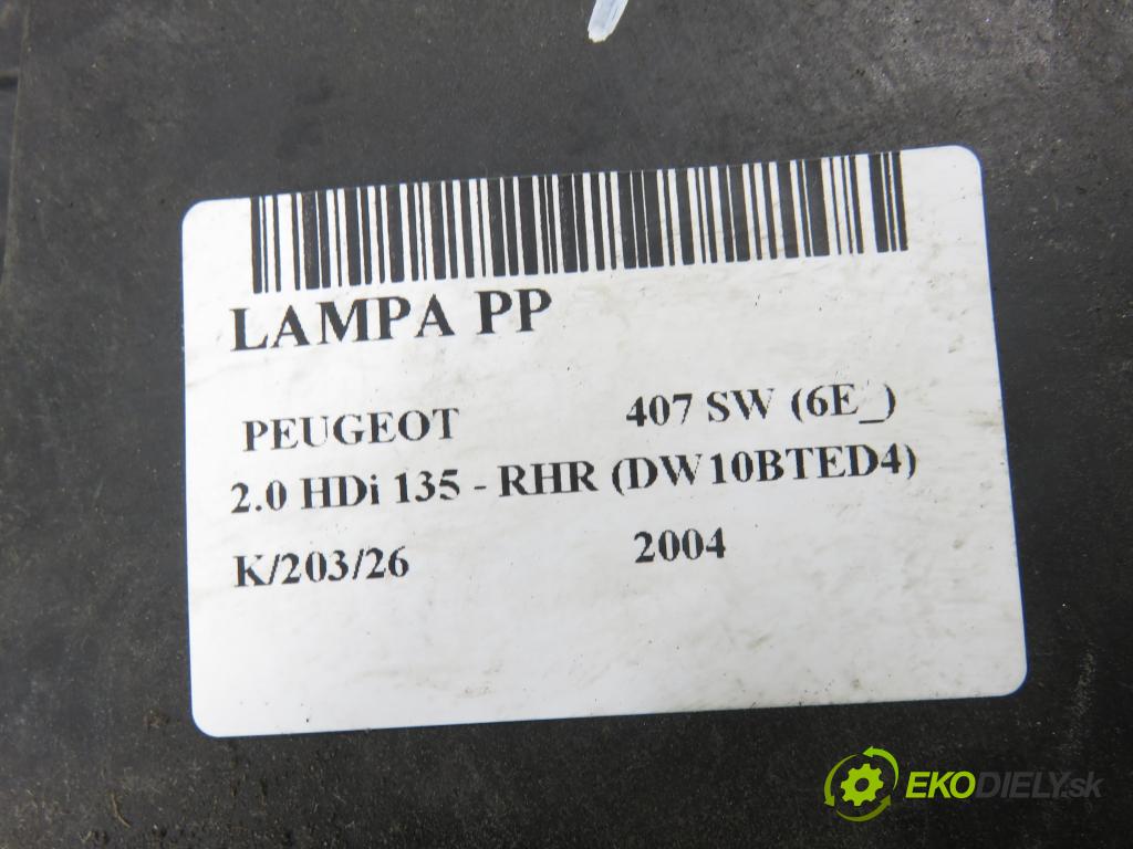 PEUGEOT 407 SW (6E_) KOMBI 2004 100,00 2.0 HDi 135 - RHR 1997,00 Svetlo PP 0301213274