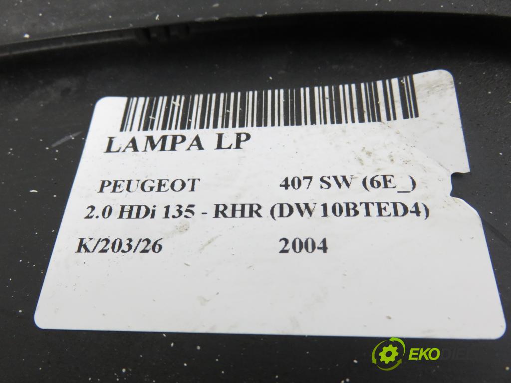 PEUGEOT 407 SW (6E_) KOMBI 2004 100,00 2.0 HDi 135 - RHR 1997,00 světlo LP 0301213273