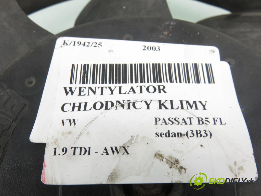 VW PASSAT B5.5 (3B3) SEDAN 2003 96,00 1.9 TDI - AWX 1896,00 ventilátor chladič klimatizace 8D0959455R
