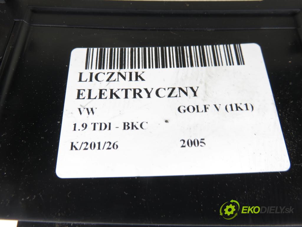 VW GOLF V (1K1) HB 2005 77,00 1.9 TDI PD 105 - BKC 1896,00 prístrojovka elektrický 1K0920851H