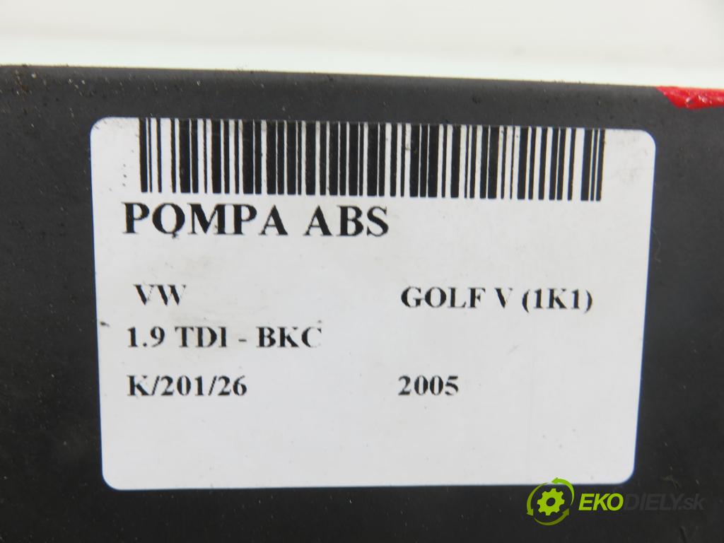 VW GOLF V (1K1) HB 2005 77,00 1.9 TDI PD 105 - BKC 1896,00 pumpa ABS 1K0907379K ; 10096003483 (Pumpa ABS)
