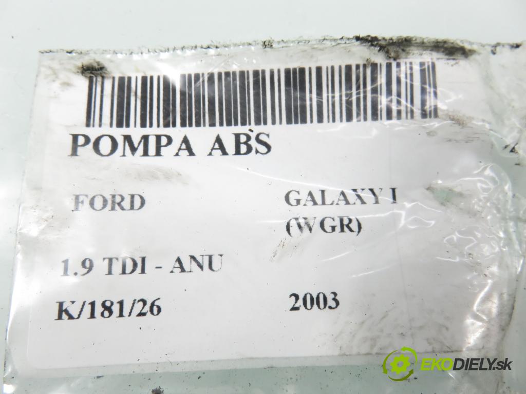 FORD GALAXY (WGR) MINIVAN 2003 66,00 1.9 TDI PD 90 - ANU 1896,00 pumpa ABS 7M3907379E ; 10092503063 ; 7M3614111M (Pumpa ABS)