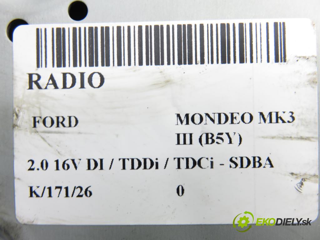 FORD MONDEO III (B5Y) LIFTBACK 2006 66,00 2.0 16V DI / TDDi / TDCi - SDBA 1998,00 RADIO 5S7T18K931BA