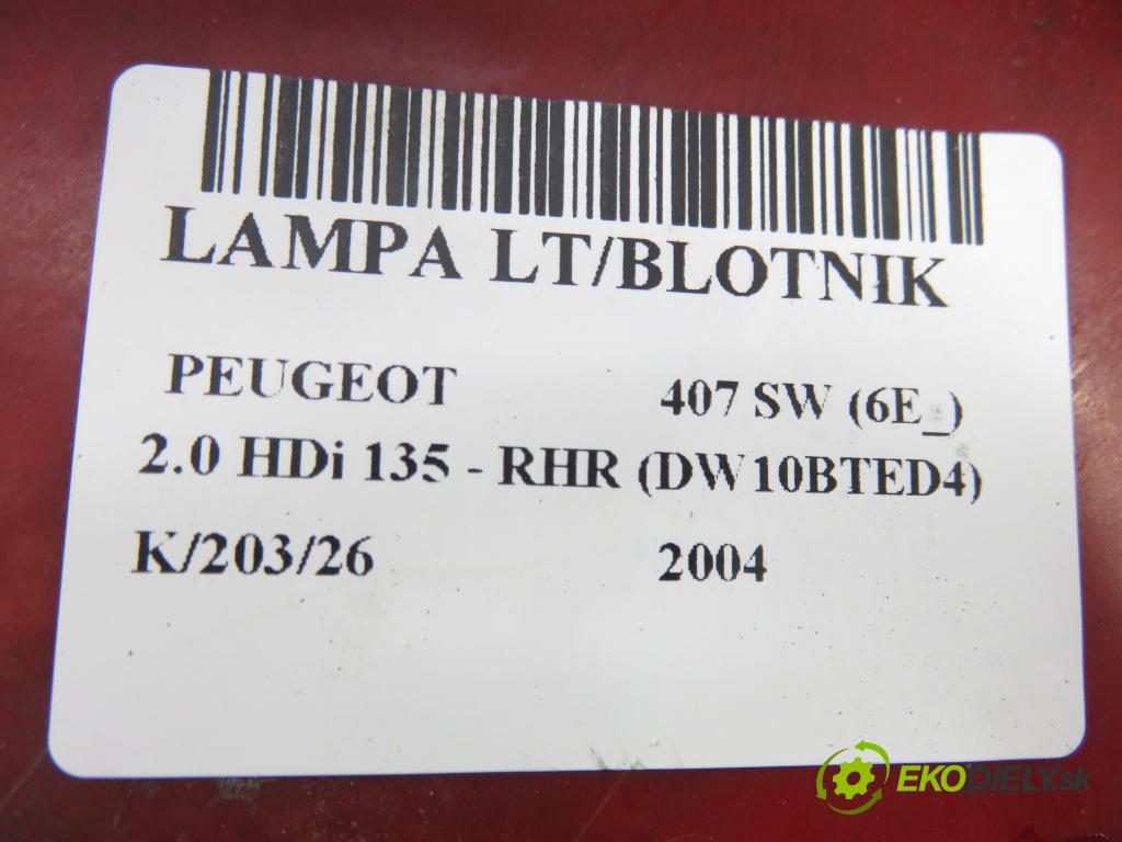PEUGEOT 407 SW (6E_) KOMBI 2004 100,00 2.0 HDi 135 - RHR 1997,00 světlo levé zadní