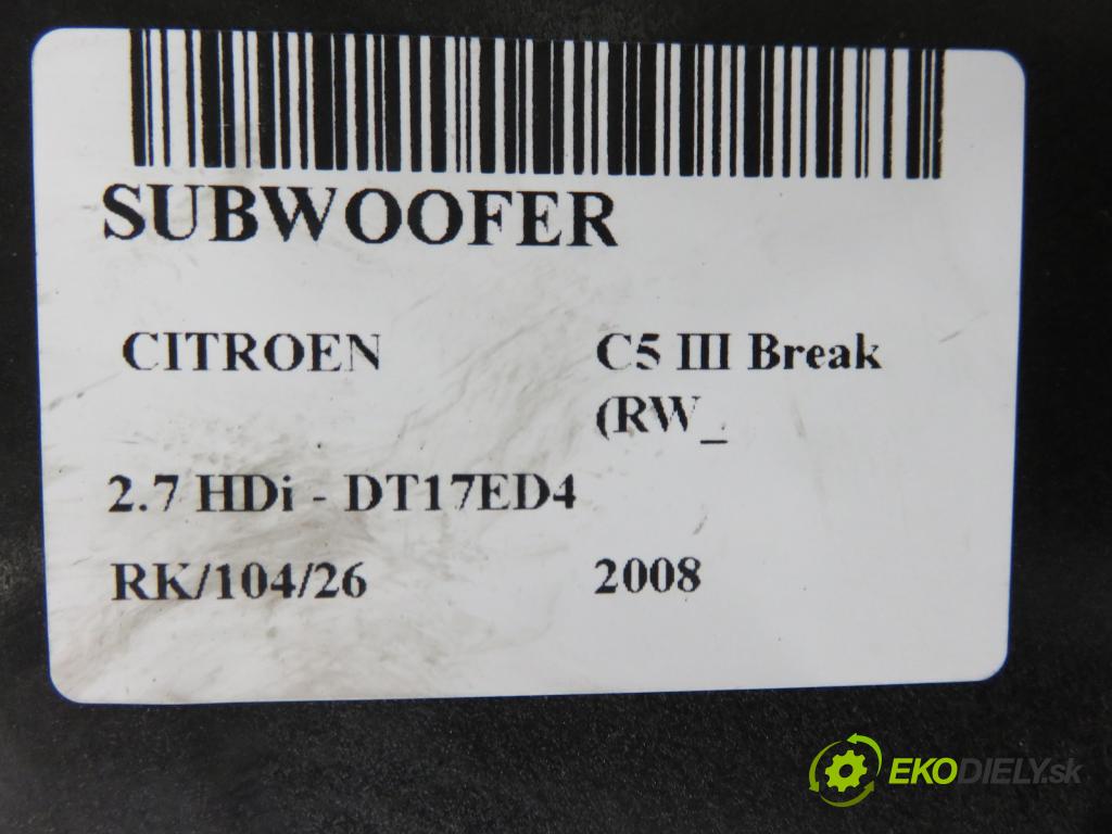 CITROEN C5 III Break (RW_) KOMBI 2008 150,00 2.7 HDi - DT17ED4 2720,00 subwoofer 9662532980 ; 9654819580 (Audio zariadenie)