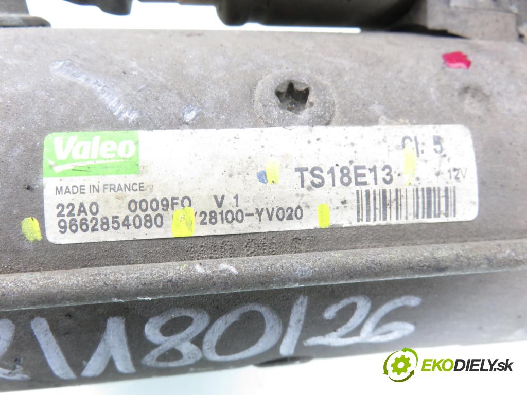 CITROEN C3 II (SC_) HB 2010 50,00 1.4 HDi 8V 70 - 8HZ (DV4TD) 1398,00 startér 9662854080 ; 28100YV020 ; TS18E13 (Startér)