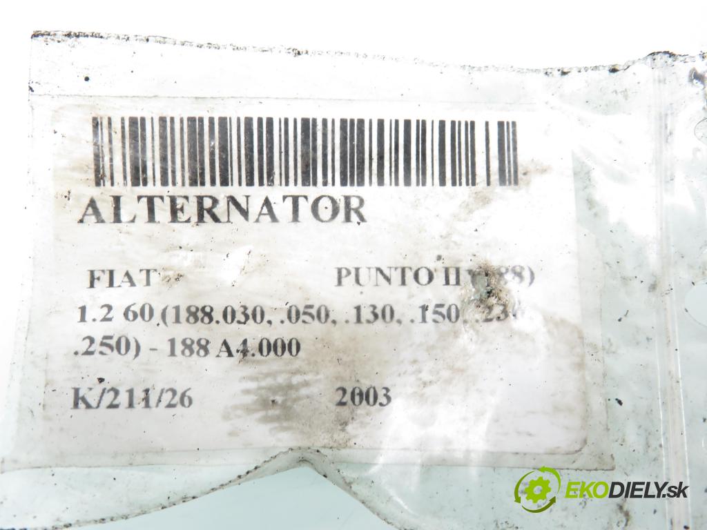 FIAT PUNTO (188_) HB 2003 44,00 1.2 60 - 188 A4.000 1242,00 Alternátor 46843093 ; MS1022118220 (Alternátor)