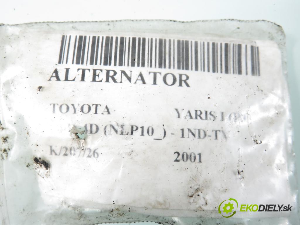 TOYOTA YARIS (_P1_) HB 2001 55,00 1.4 D-4D (NLP10_) - 1ND-TV 1364,00 Alternátor 2706033040 ; 1022112780 (Alternátor)
