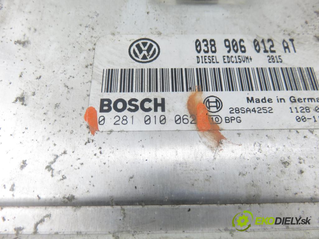 SEAT LEON (1M1) HB 2001 81,00 1.9 TDI 110 - ASV 1896,00 řídící jednotka motora 038906012AT ; 0281010062