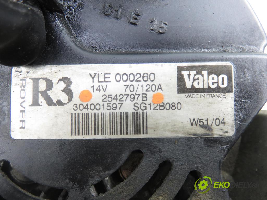 ROVER 75 (RJ) SEDAN 2005 85,00 2.0 CDT 116 - 204D2 1951,00 Alternátor YLE000260 (Alternátor)