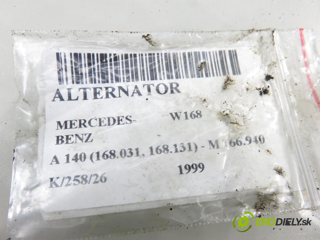 MERCEDES-BENZ KLASA A (W168) HB 1999 60,00 1.4 A 140 82 - M 166.940 1397,00 Alternátor A0121544502 (Alternátor)