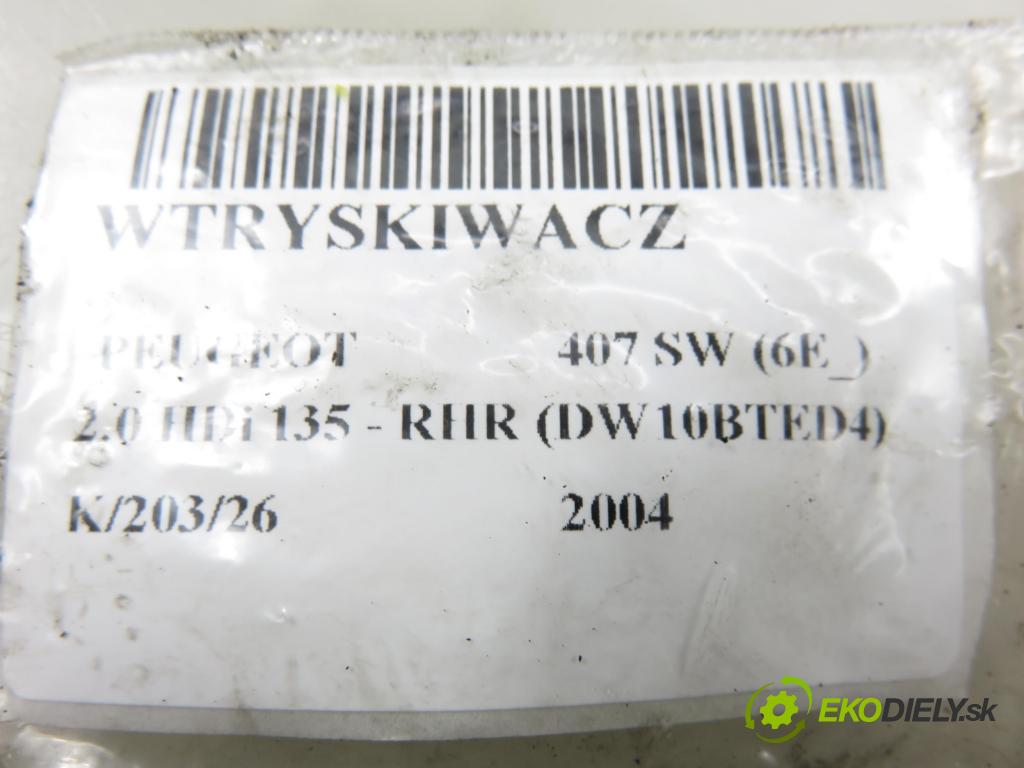 PEUGEOT 407 SW (6E_) KOMBI 2004 100,00 2.0 HDi 135 - RHR 1997,00 vstrekovač 9647247280 (Vstrekovač paliva)