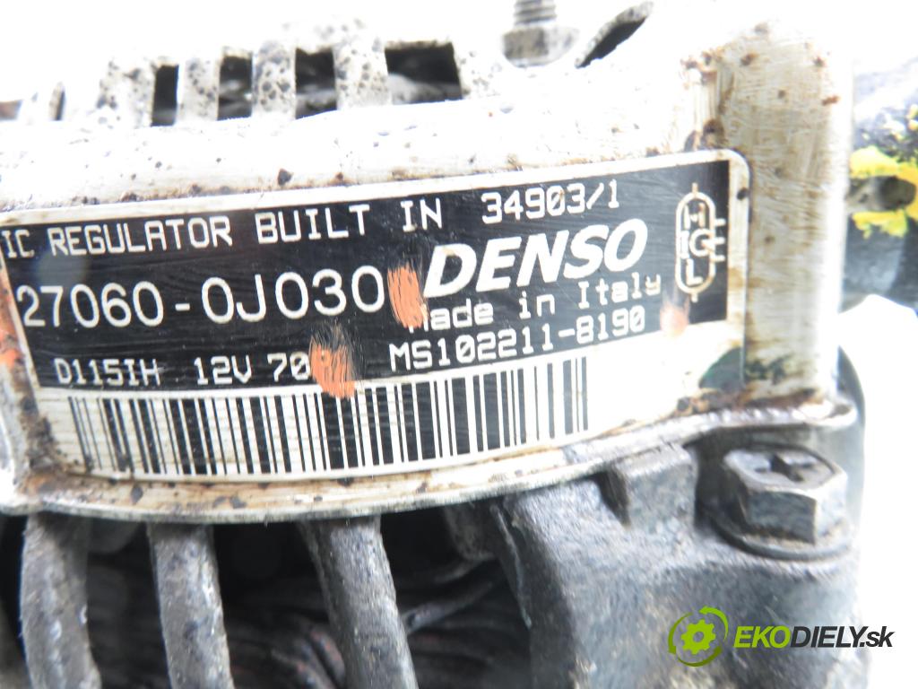 TOYOTA YARIS (_P1_) HB 2004 50,00 1.0 VVT- i 68 - 1SZ-FE 998,00 Alternátor 270600J030 ; MS1022118190 (Alternátor)